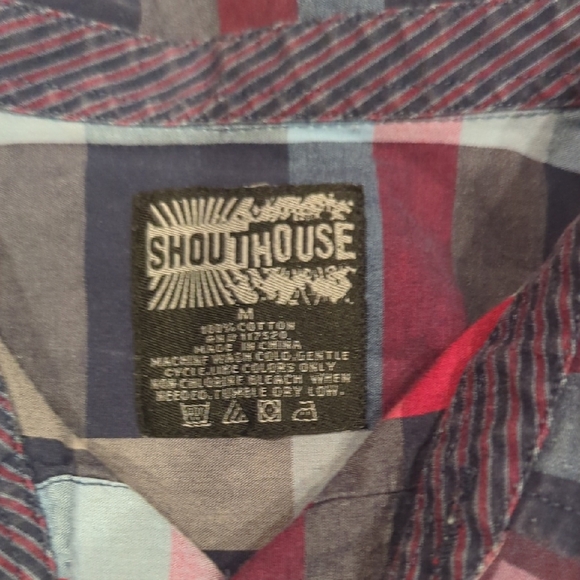 Casual Plaid Button-Down Shirt in Blue and Red - Picture 2 of 3